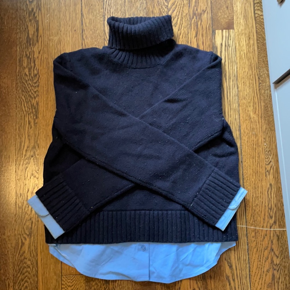 Wool Turtleneck with button down piece